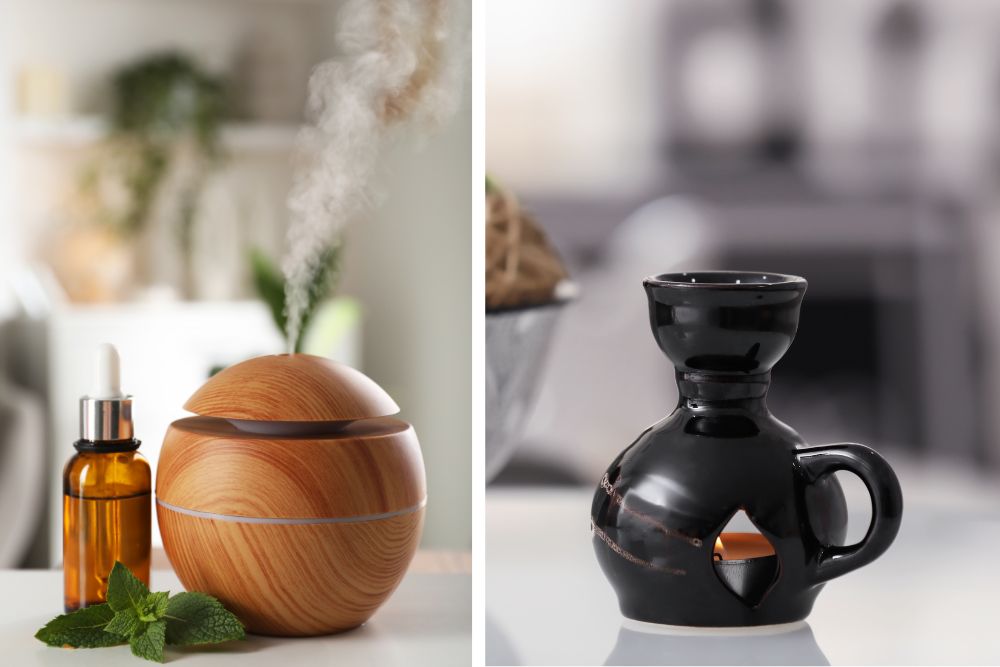 Utilisation d'une huile essentielle en aromathérapie avec un diffuseur