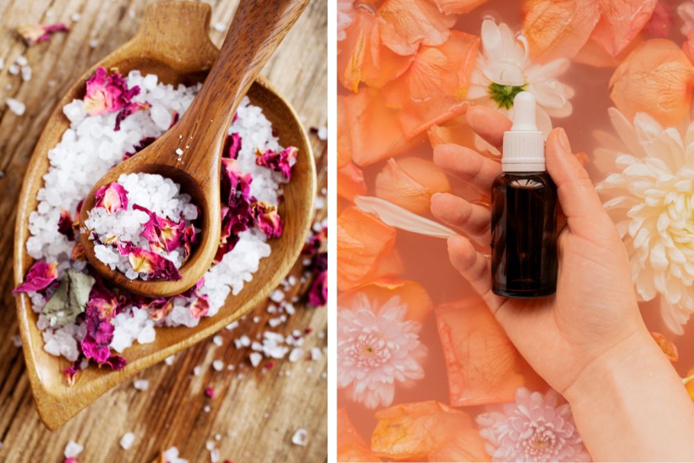 Flacons de parfum de luxe avec des huiles essentielles de l'époque victorienne