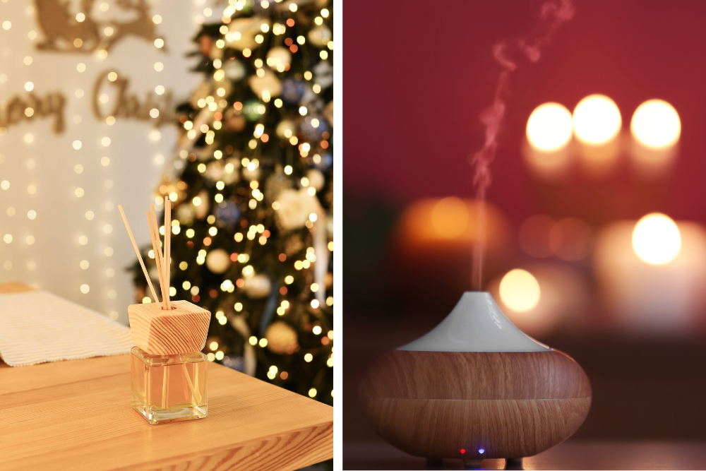 Diffuseur avec huiles essentielles pendant une soirée d’hiver – aromathérapie en hiver