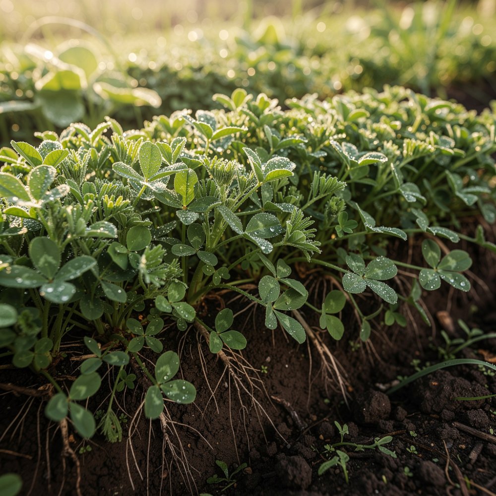 Engrais vert – champ avec des légumineuses comme le trèfle et la vesce