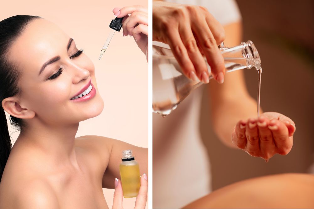 Application d'une huile essentielle sur la peau avec une huile végétale