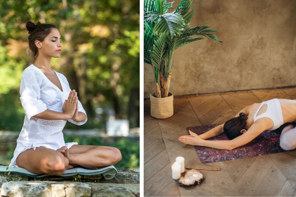 Scène de détente avec huile d'encens – diffuseur, bougies et espace de méditation