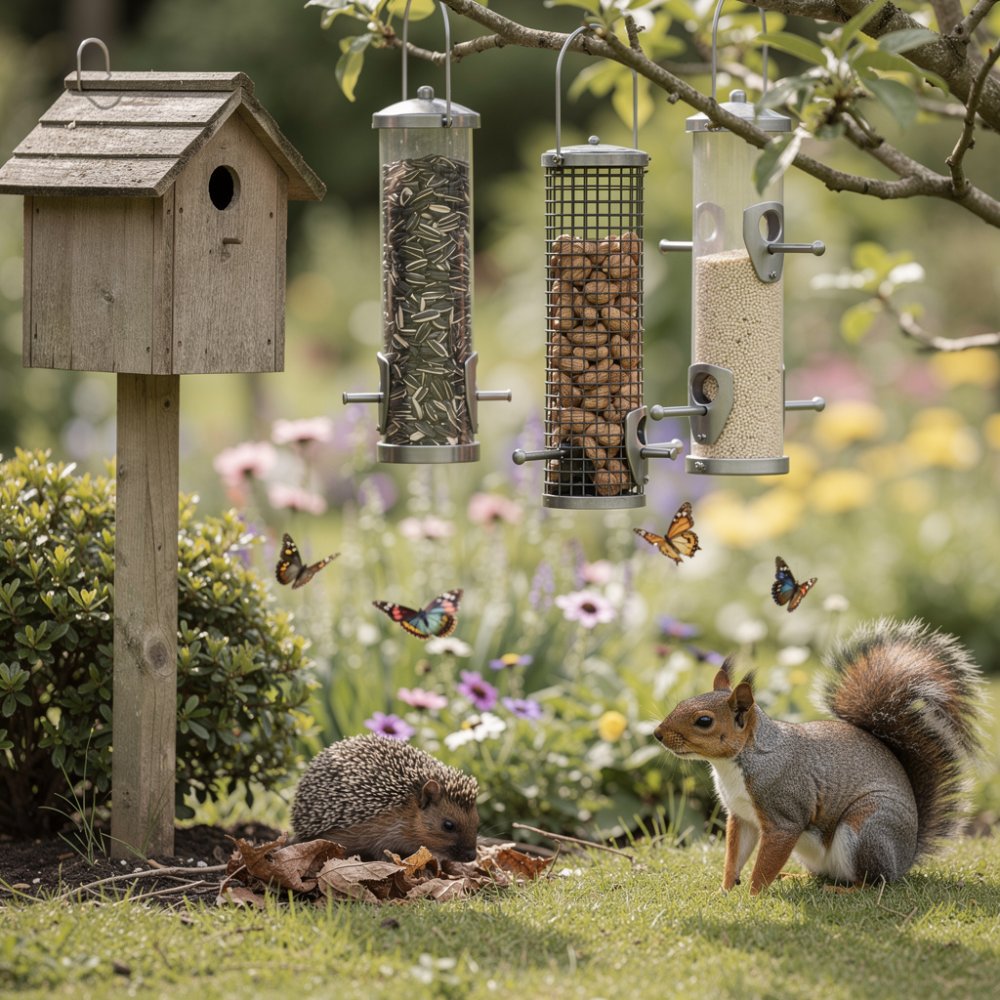 Oiseaux se nourrissant des mangeoires suspendues dans le jardin Oiseaux se nourrissant des mangeoires suspendues dans le jardin